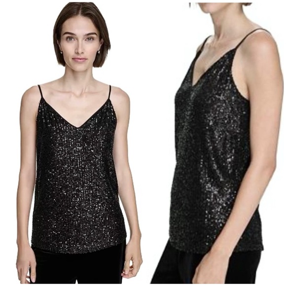 Calvin Klein Black Sequin Tank Top Cami S - Picture 8 of 9